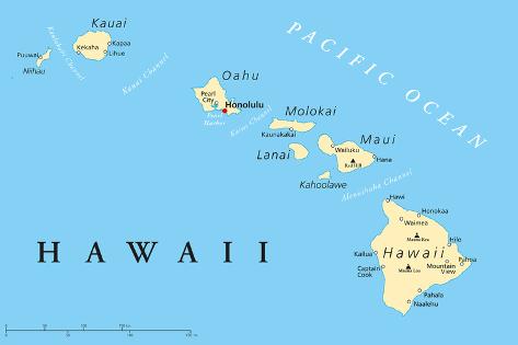 Hawaii Islands Political Map graphic relating to Printable Map of Hawaiian Islands named Hawaii Islands Political Map